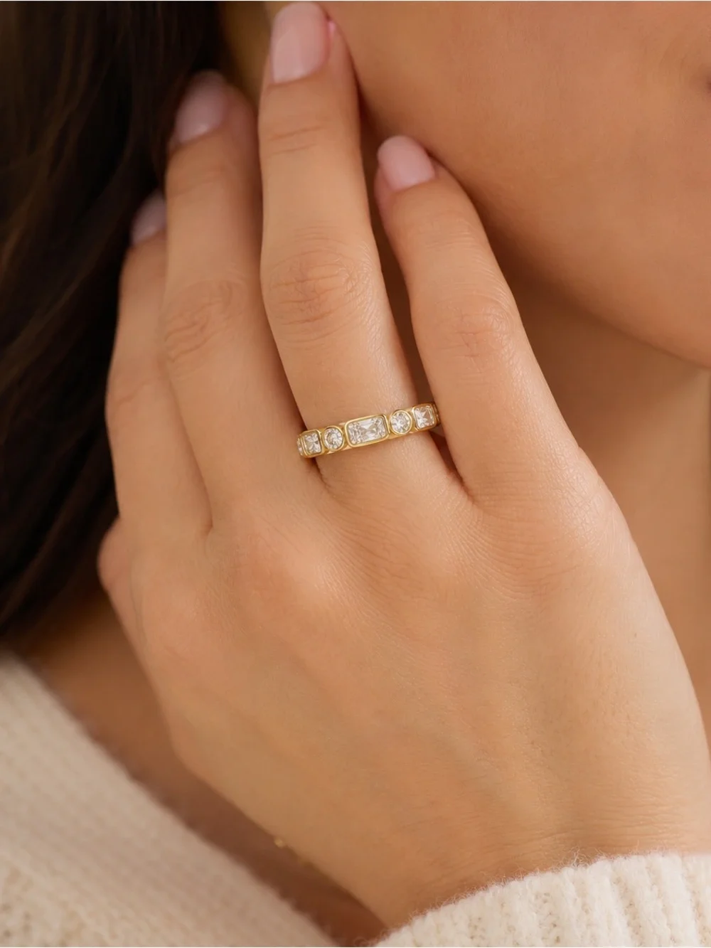 Moissanite Eternity Band Ring 2.90ctw Gold Over Sterling Stackable NWT Size 7